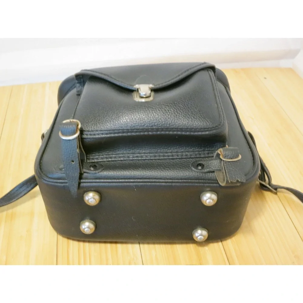Vintage Kane-M Brand Black Zippered Bag Case With Strap 9x8x6 in. Made‎ in Korea